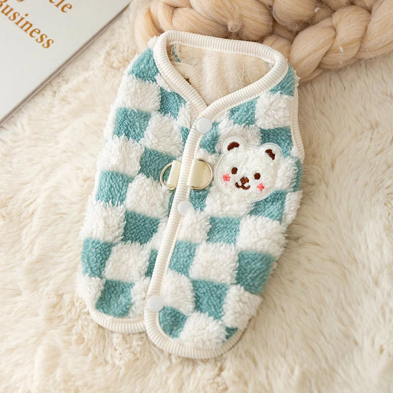 Winter dog coat with buttons and buckle