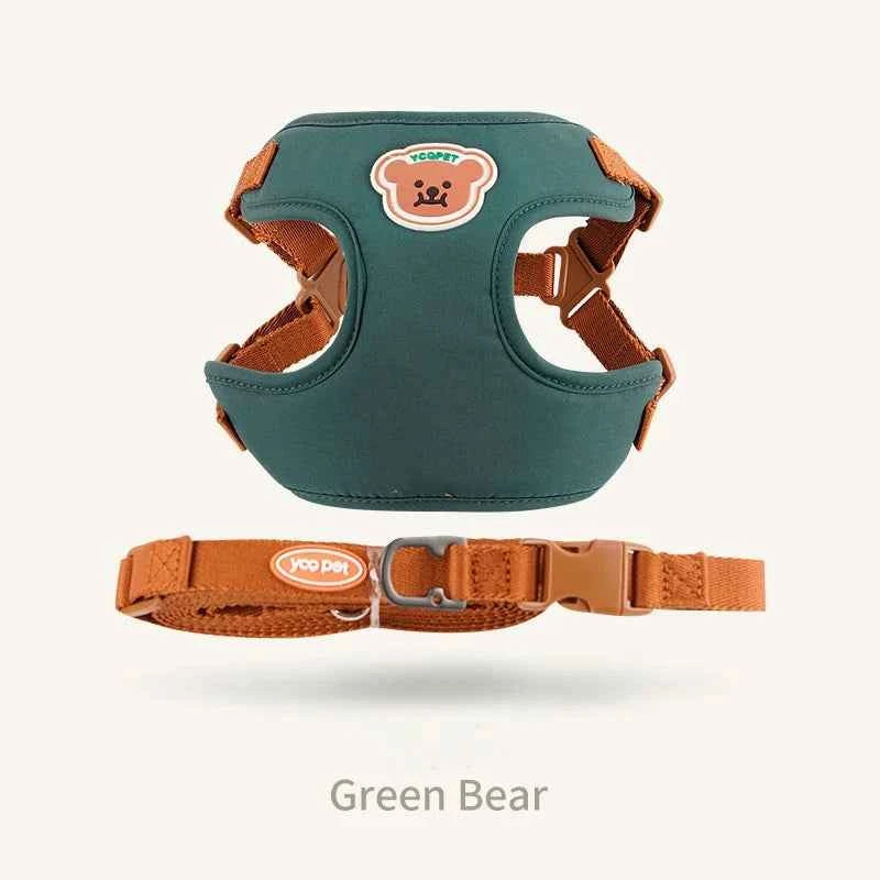 Dog harness and leash - breathable bear set