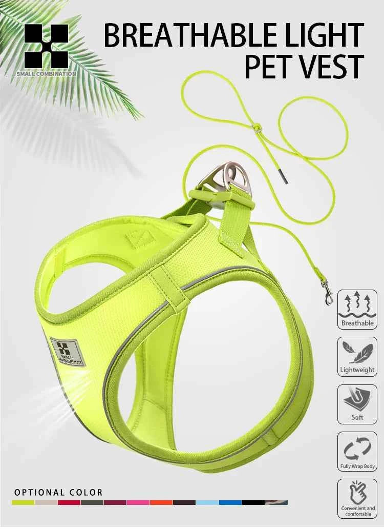 Dog harness and leash – adjustable and reflective set