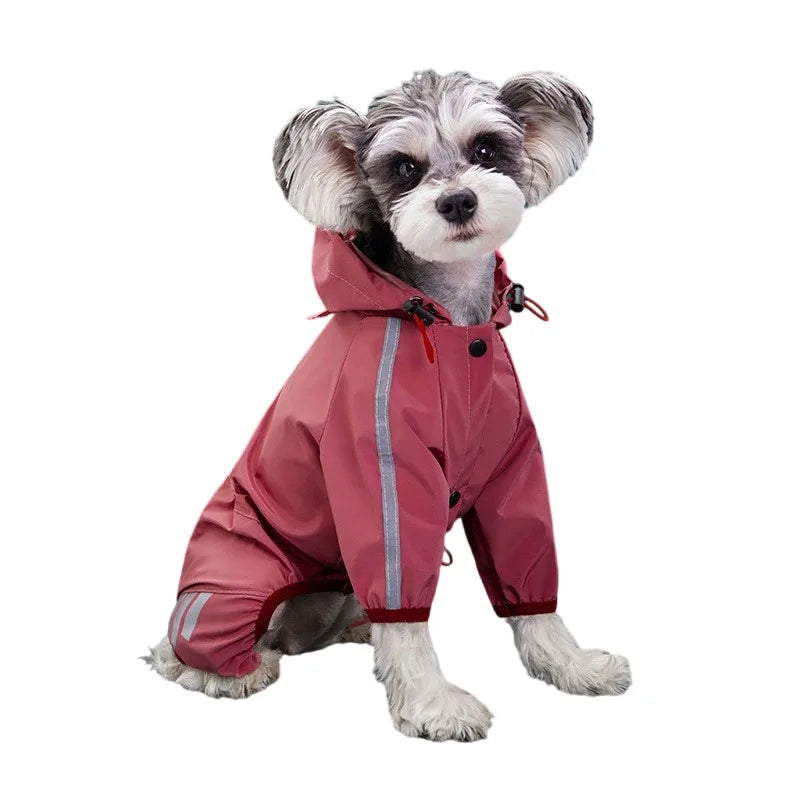 Dog raincoat, reflective with hood