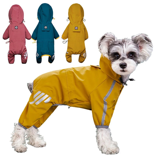 Dog raincoat, reflective with hood