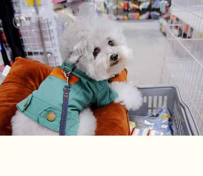 Spring Denim Dog Costume – Coat & Leash for Small Dogs
