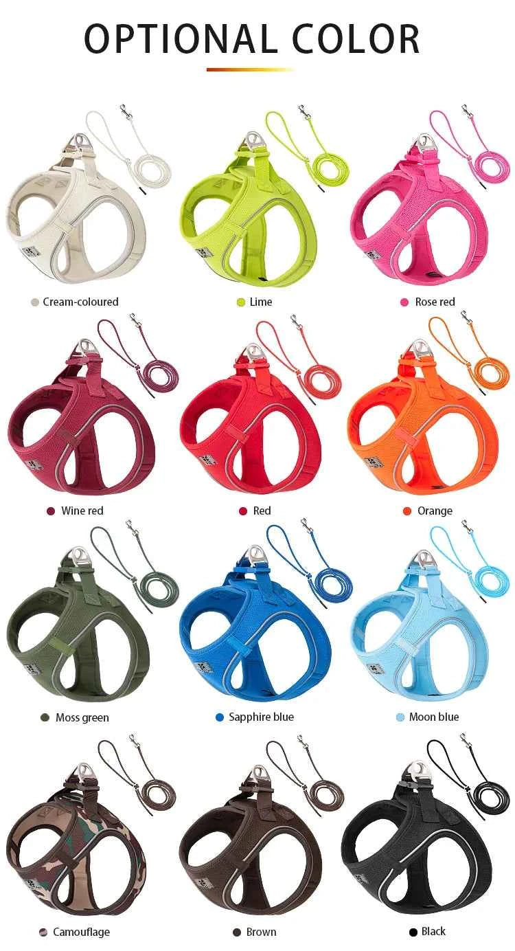 Dog harness and leash – adjustable and reflective set