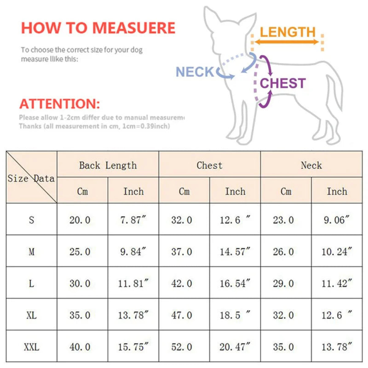 Winter dog coat with buttons and buckle