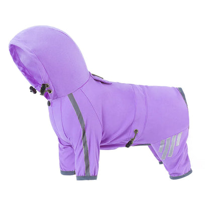 Dog raincoat, reflective with hood